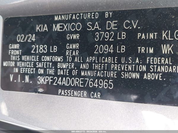 2024 KIA FORTE LXS
