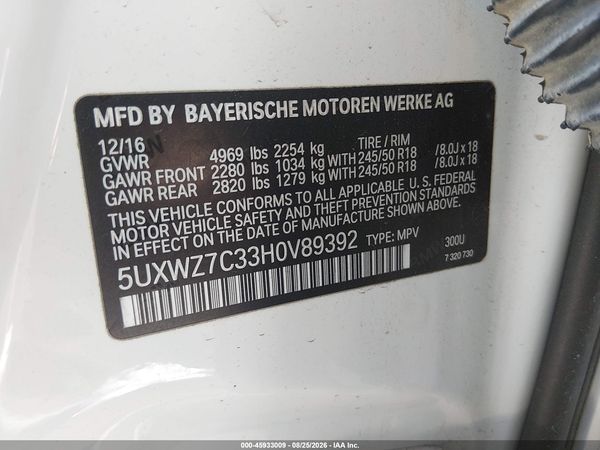 2017 BMW X3 SDRIVE28I