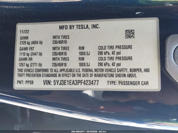 2023 TESLA MODEL 3 REAR-WHEEL DRIVE