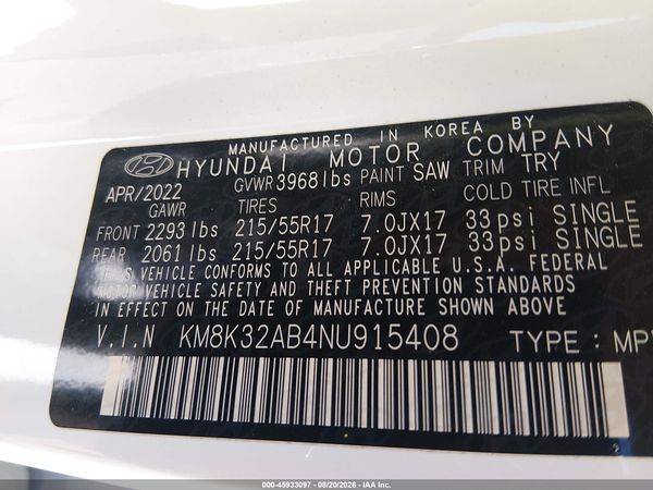 2022 HYUNDAI KONA SEL