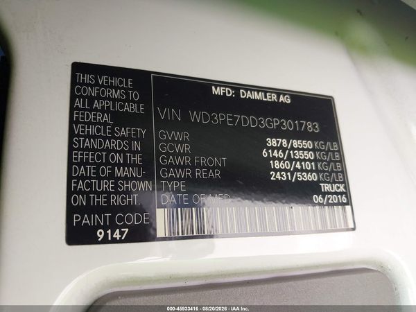 2016 MERCEDES-BENZ SPRINTER 2500 NORMAL ROOF