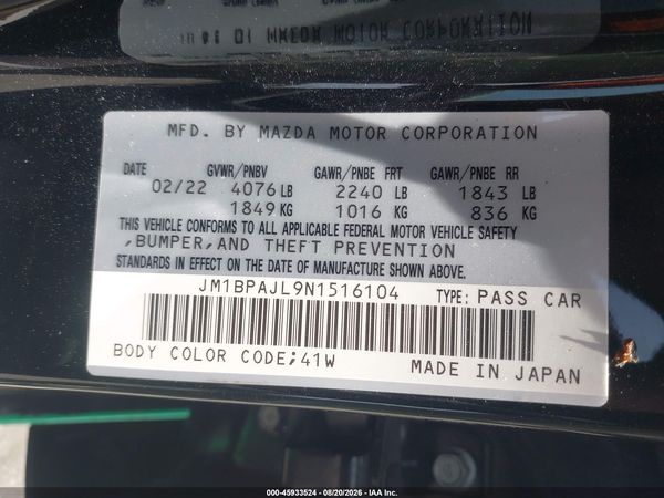 2022 MAZDA MAZDA3 2.5 S
