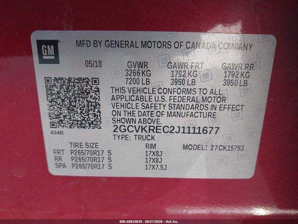 2018 CHEVROLET SILVERADO 1500 1LT — I9