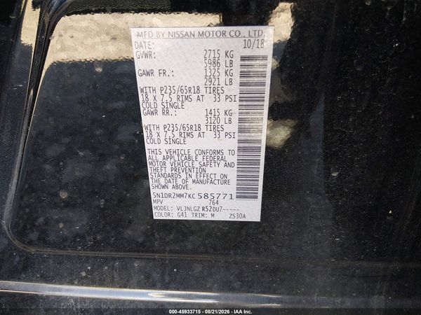 2019 NISSAN PATHFINDER SL — I9