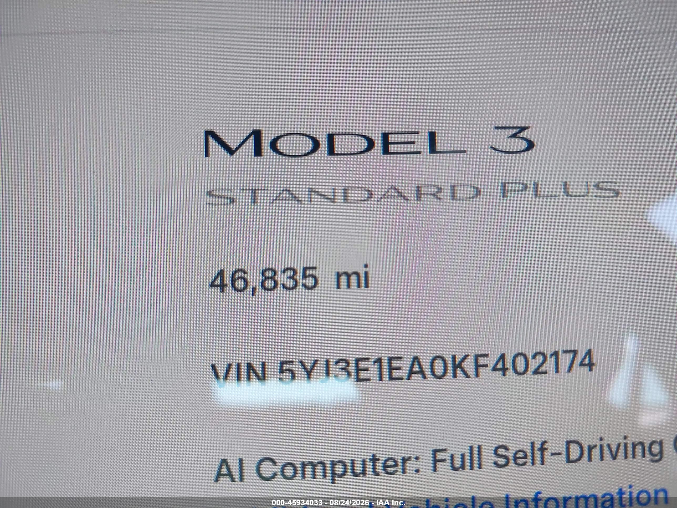 2019 TESLA MODEL 3