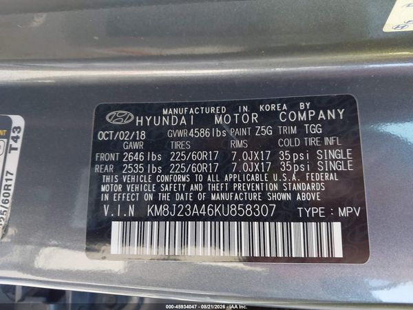 2019 HYUNDAI TUCSON SE — I9