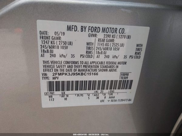 2019 FORD EDGE SEL — I9