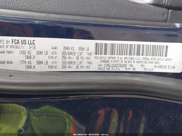 2016 DODGE DURANGO LIMITED — I9