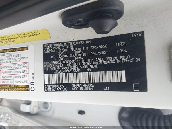 2016 TOYOTA 4RUNNER LIMITED