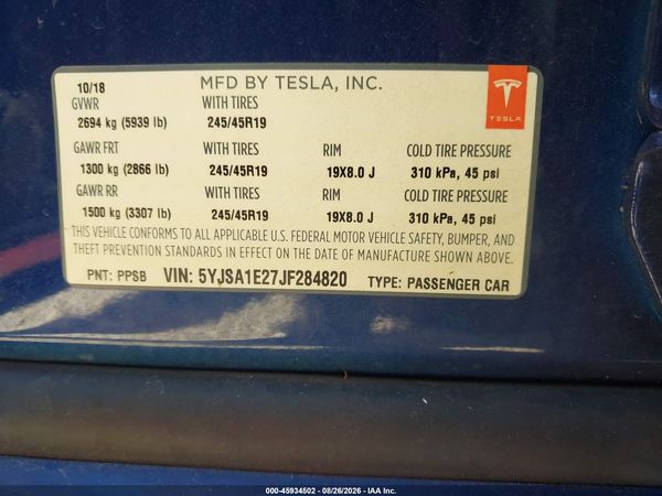 2018 TESLA MODEL S 100D/75D/P100D — I9