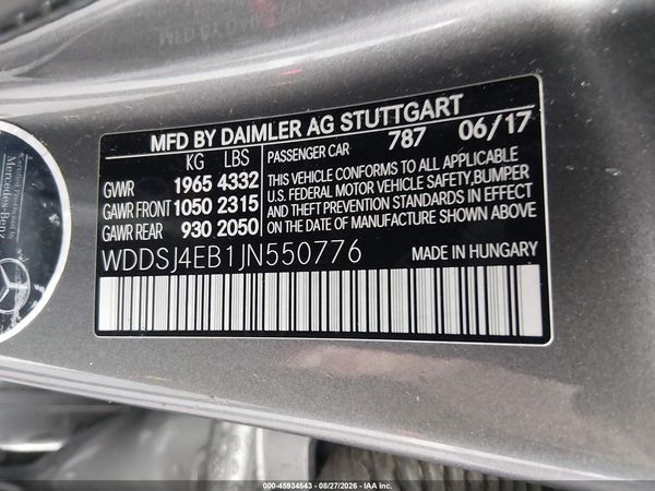 2018 MERCEDES-BENZ CLA 250 CLA250 — I9