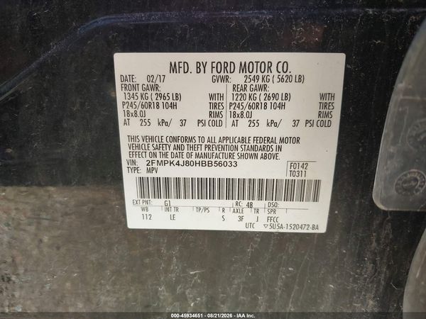 2017 FORD EDGE SEL — I9