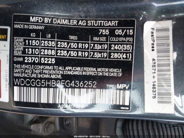2015 MERCEDES-BENZ GLK 350 GLK350 — I9
