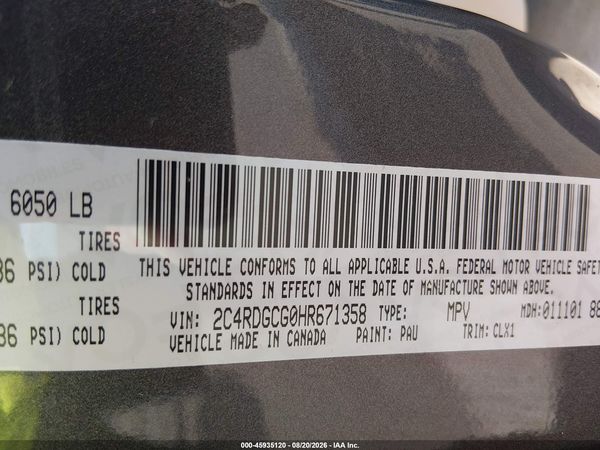 2017 DODGE GRAND CARAVAN SXT — I9