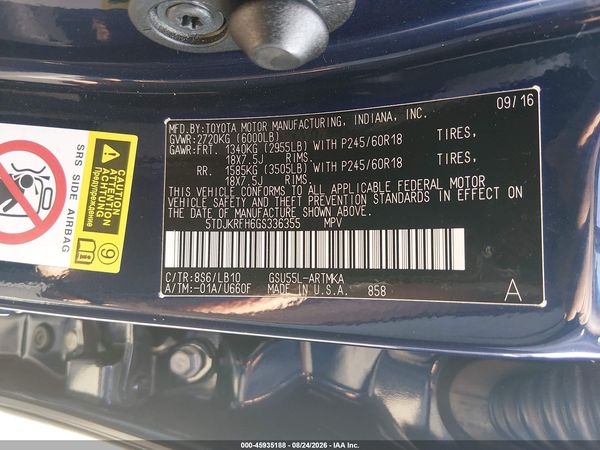 2016 TOYOTA HIGHLANDER XLE V6