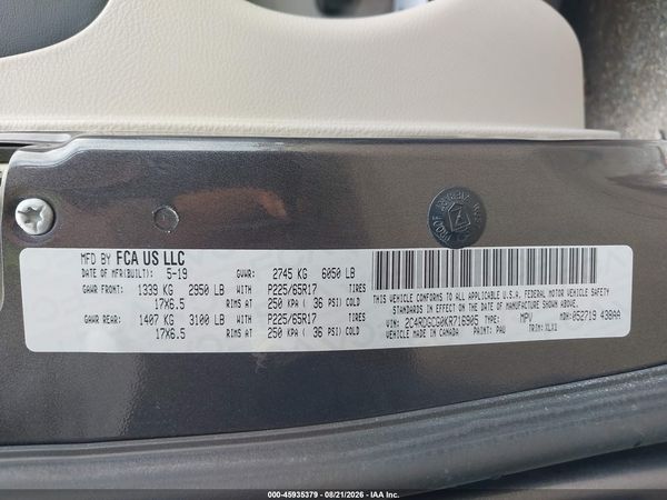 2019 DODGE GRAND CARAVAN SXT — I9