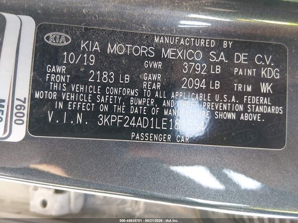 2020 KIA FORTE FE