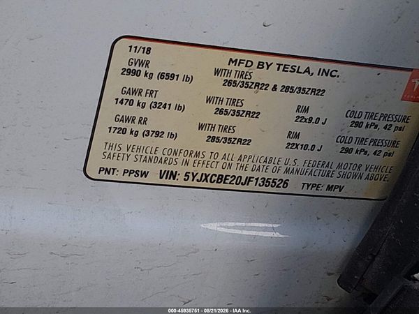 2018 TESLA MODEL X 100D/75D/P100D — I9