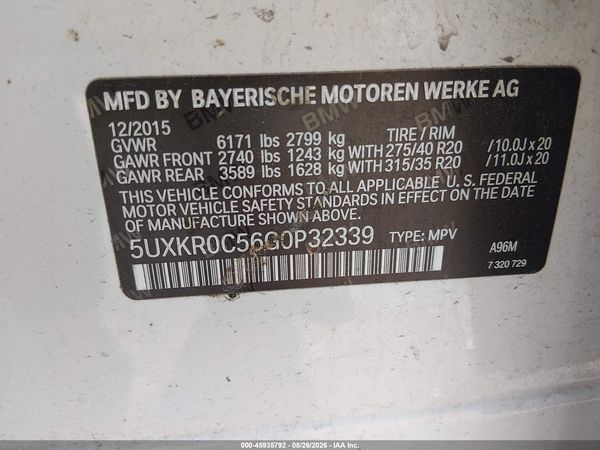 2016 BMW X5 XDRIVE35I — I9