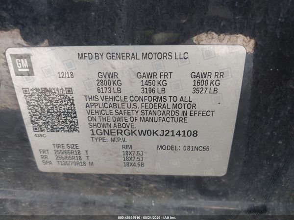 2019 CHEVROLET TRAVERSE 1LT — I9