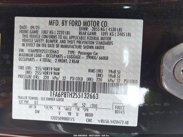 2025 FORD MUSTANG ECOBOOST FASTBACK