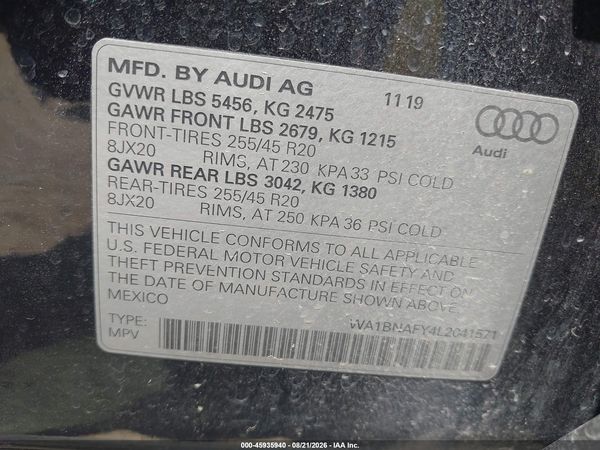 2020 AUDI Q5 — I9