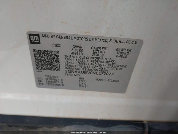 2022 CHEVROLET EQUINOX AWD LT — I9