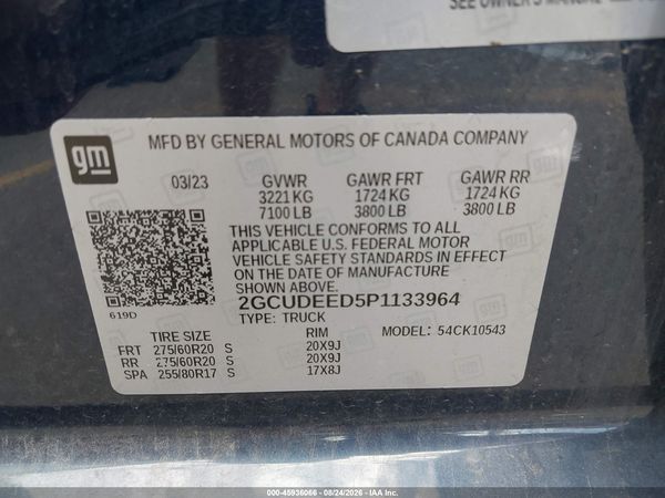 2023 CHEVROLET SILVERADO 1500 4WD  SHORT BED RST — I9