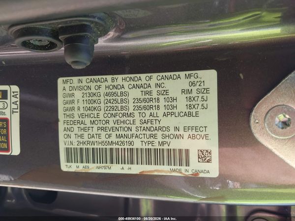 2021 HONDA CR-V 2WD EX — I9