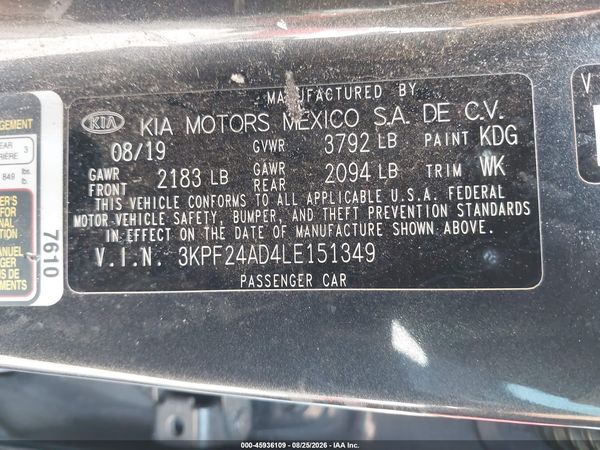 2020 KIA FORTE LXS