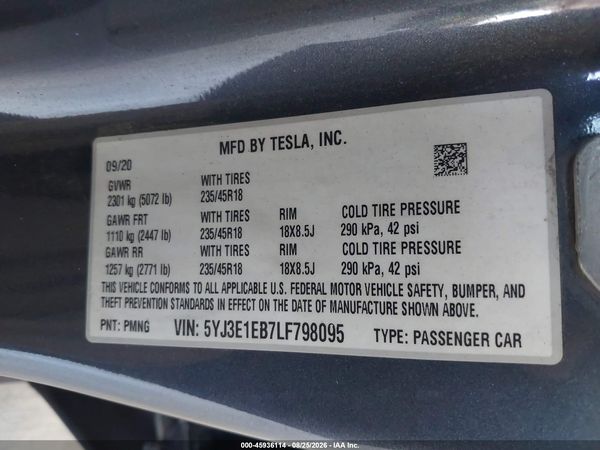 2020 TESLA MODEL 3
