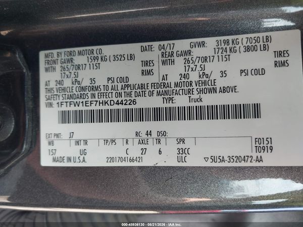 2017 FORD F-150 XLT