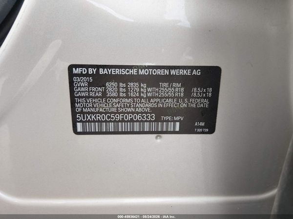 2015 BMW X5 XDRIVE35I — I9