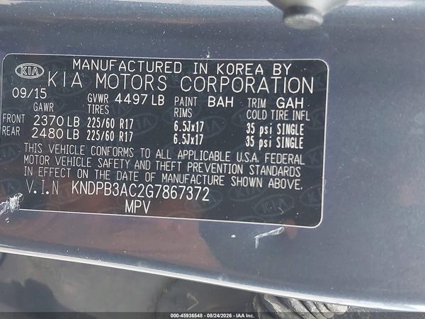 2016 KIA SPORTAGE LX — I9