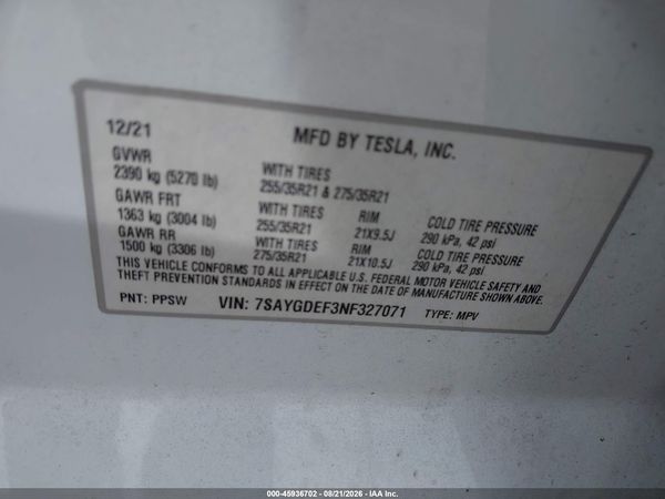 2022 TESLA MODEL Y — I9