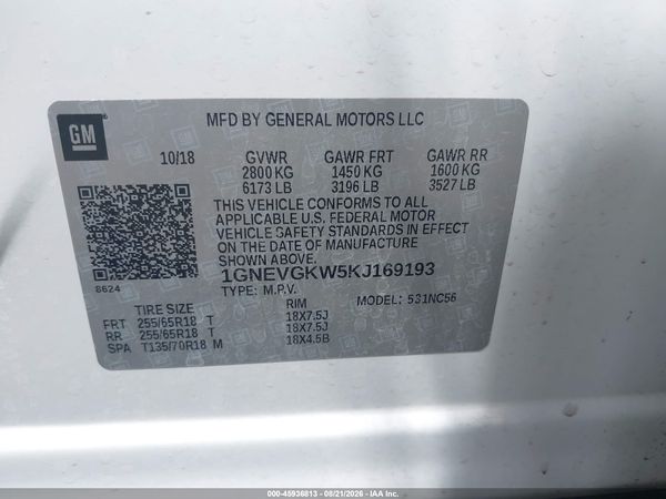 2019 CHEVROLET TRAVERSE 1LT — I9