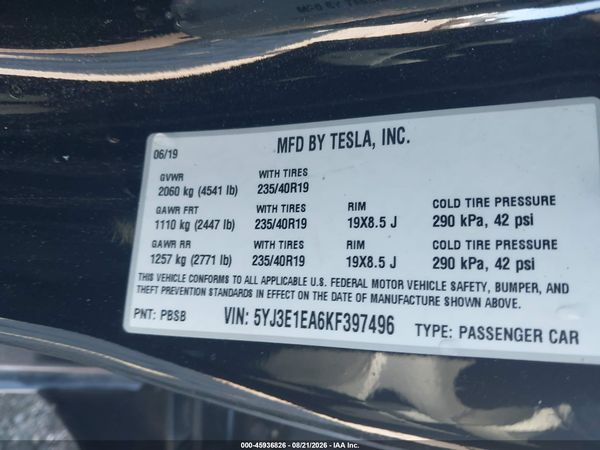2019 TESLA MODEL 3