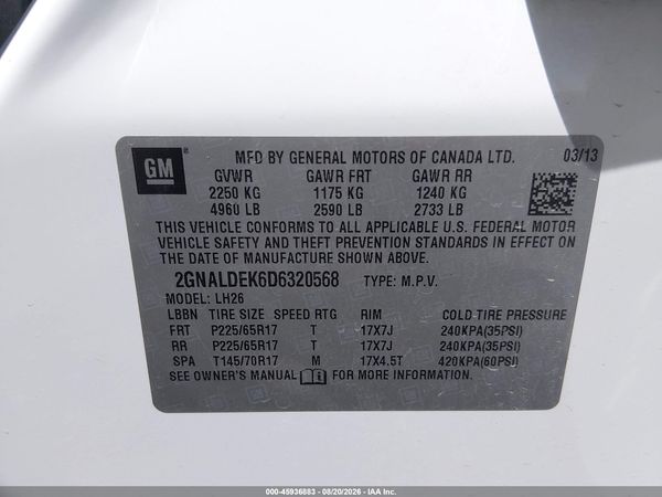 2013 CHEVROLET EQUINOX 1LT — I9