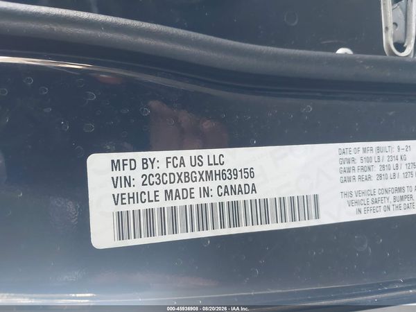 2021 DODGE CHARGER SXT RWD — I9