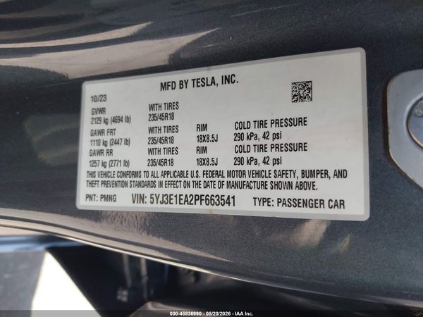 2023 TESLA MODEL 3 REAR-WHEEL DRIVE