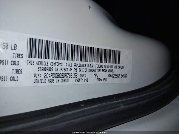 2013 DODGE GRAND CARAVAN SE — I9