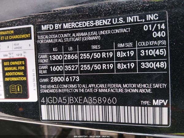 2014 MERCEDES-BENZ ML 350 ML350 — I9