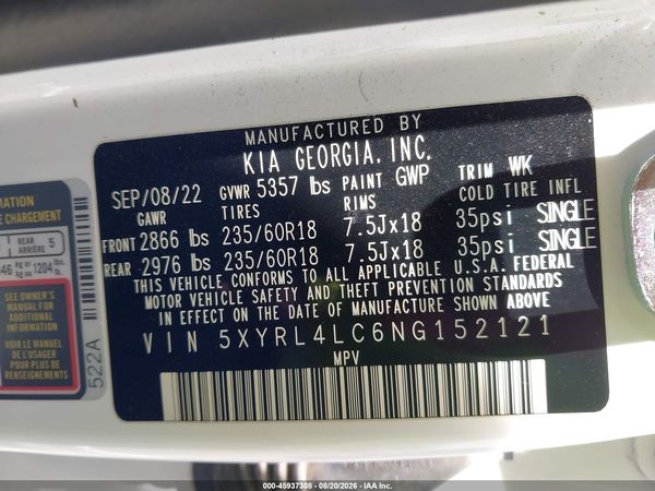 2022 KIA SORENTO S