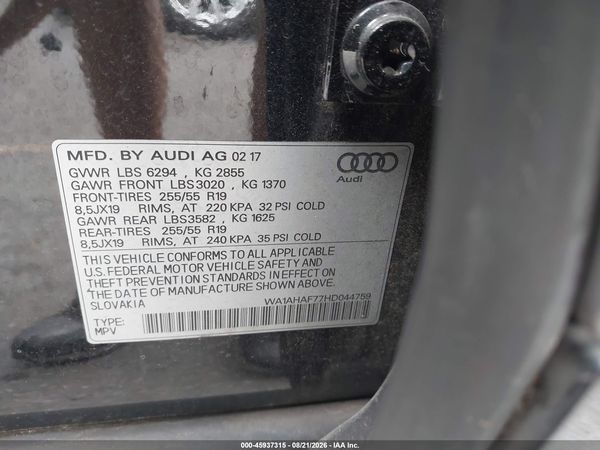 2017 AUDI Q7 2.0T PREMIUM — I9