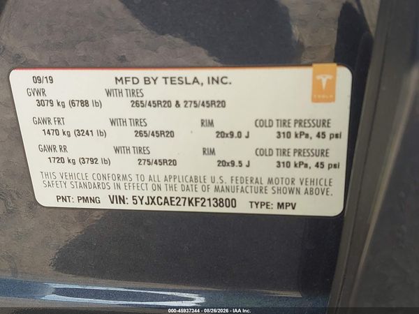 2019 TESLA MODEL X 100D/75D/LONG RANGE — I9