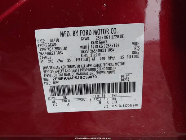2018 FORD EDGE SPORT — I9