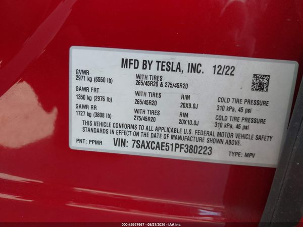 2023 TESLA MODEL X — I9
