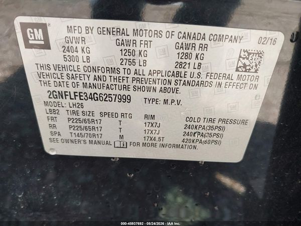 2016 CHEVROLET EQUINOX LT — I9