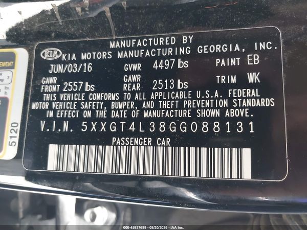 2016 KIA OPTIMA LX