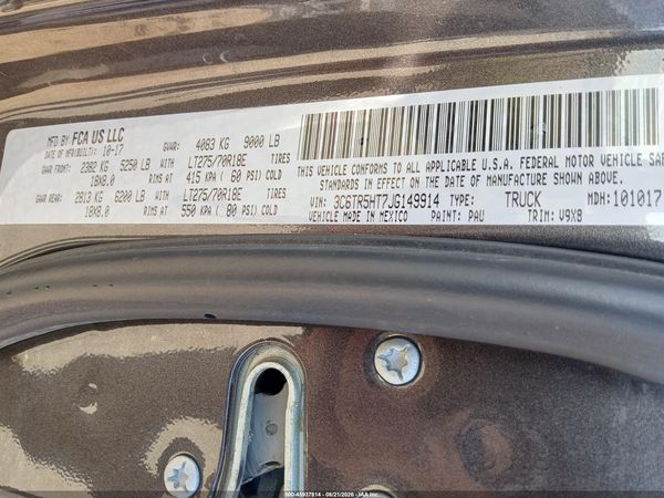 2018 RAM 2500 TRADESMAN  4X4 8' BOX